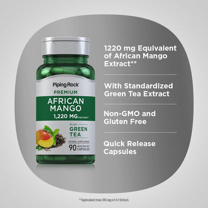 Piping Rock African Mango Seed Extract with Green Tea, 90 Capsules