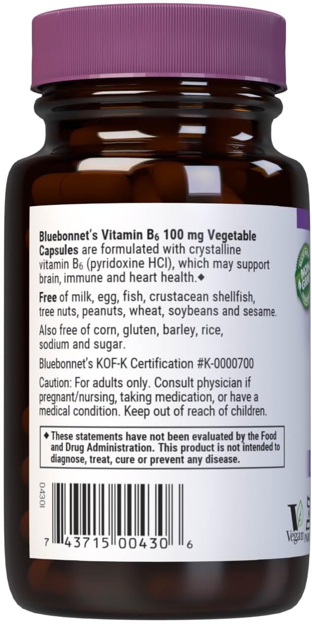 BlueBonnet Vitamin B6 100 mg – Energy, Nervous System & Immune Support - görsel 3