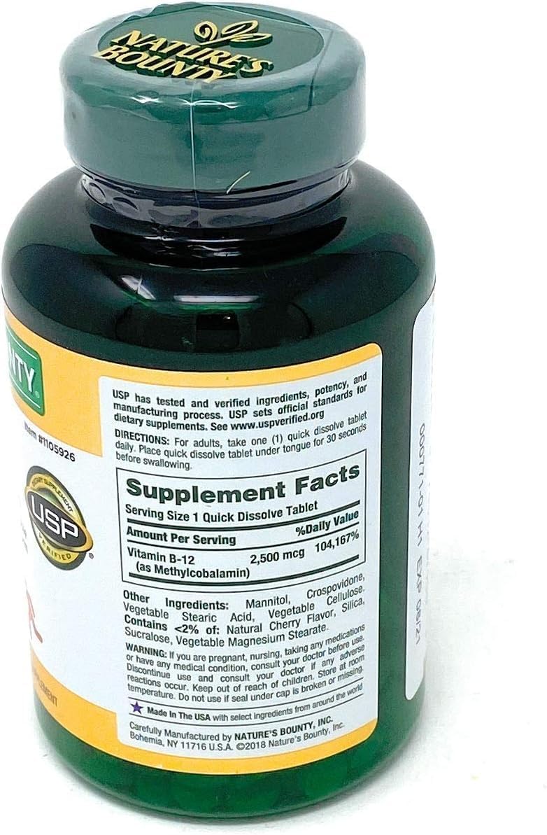 Nature's Bounty Vitamin B12 2500 µg, 300 Sublingual Tablets - görsel 2