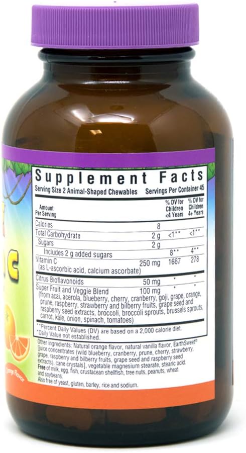 Bluebonnet Nutrition Rainforest Animalz Vitamin C, 90 Chewable Tablets - görsel 2