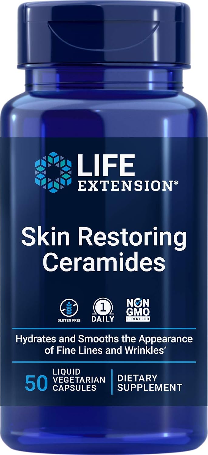 Life Extension Skin Restoring Ceramides, 50 Vegetarian Capsules - görsel 1