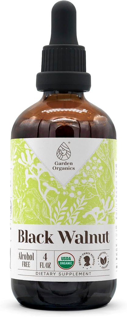 Black Walnut USDA Organic Alcohol-Free Extract | High-Potency Tincture | Certified Organic Black Walnut (Juglans Nigra) Dried Hull (4 oz / 118 ml)