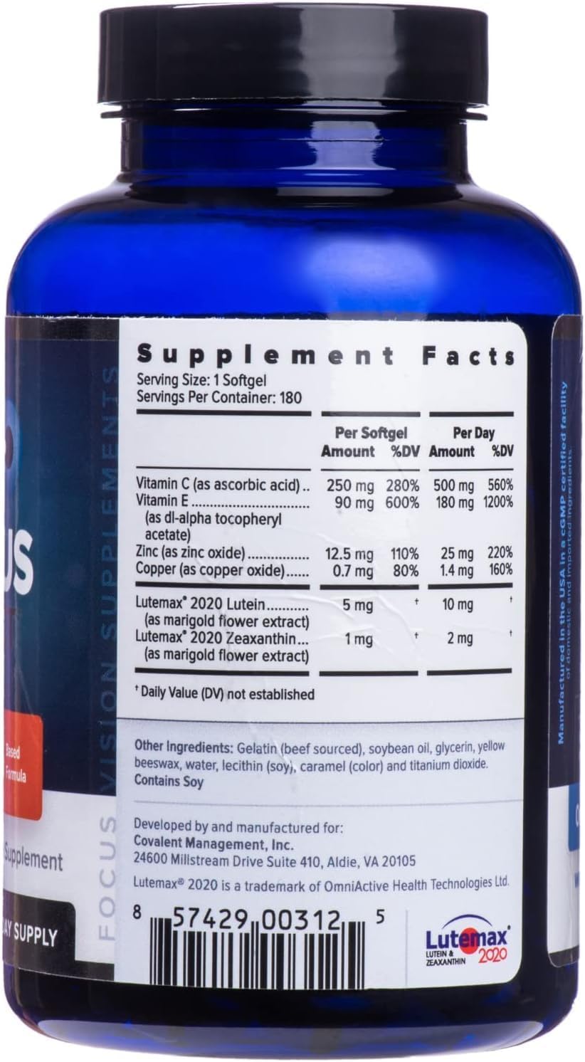 Focus Select AREDS2 Based Eye Vitamin-Mineral Supplement – 360 Softgels (180-Day Supply) - görsel 1