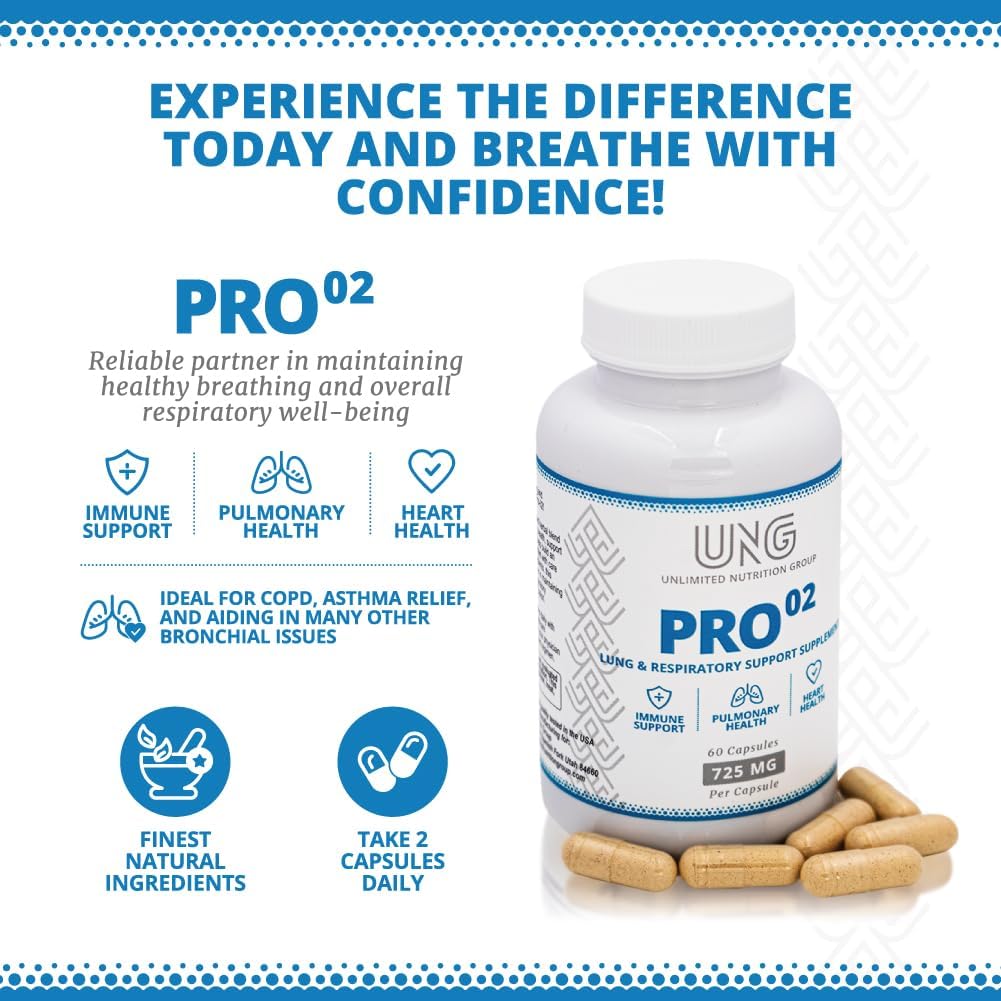 UNG Pro-O2 Lung & Respiratory Support Supplement - 725 mg, 60 Capsules - görsel 5