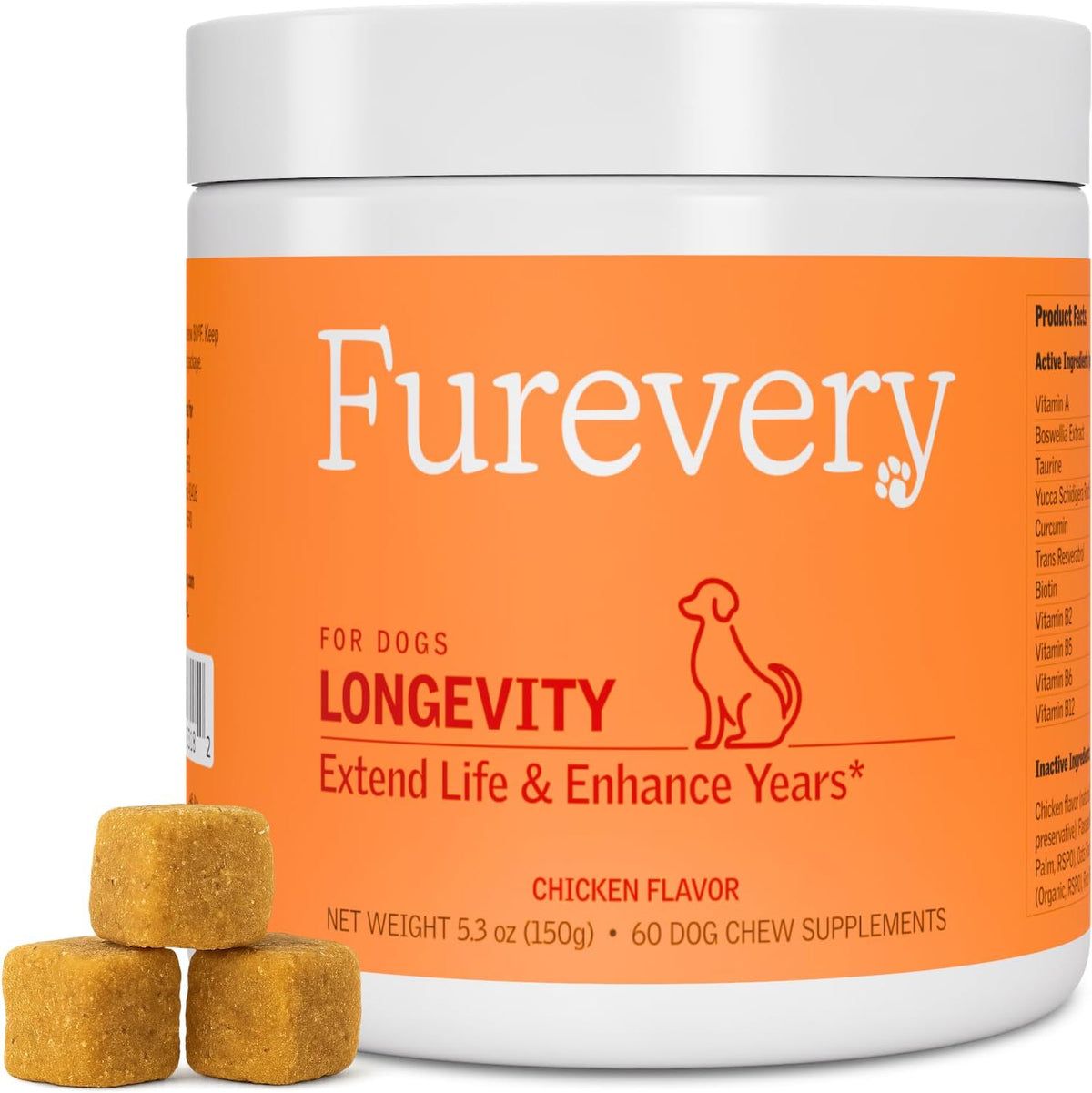 Furevery 11-in-1 Dog Multivitamin Chews – Chicken Flavour, Supports Immune, Joint, Coat, Heart & Energy – 60 Chews - görsel 1