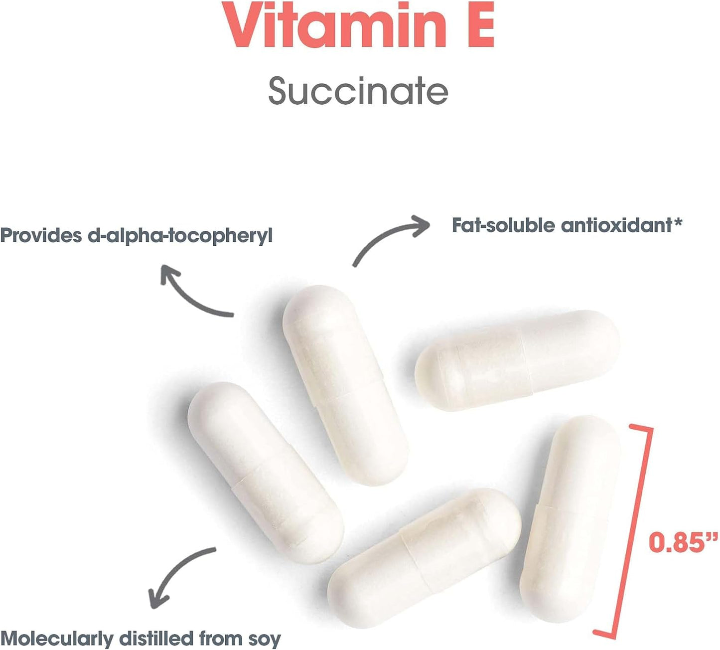ARG Vitamin E Succinate - 400 IU d-Alpha-Tocopheryl Succinate - Antioxidant & Energy Support - görsel 5