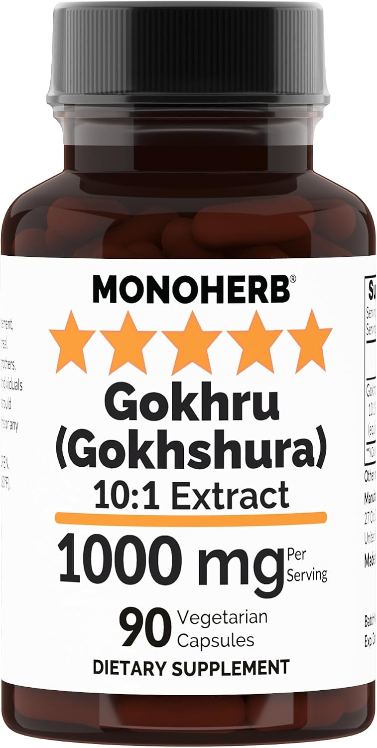 Gokhru (Gokshura) 10:1 Extract - 1000 mg per Serving - 90 Capsules - görsel 1