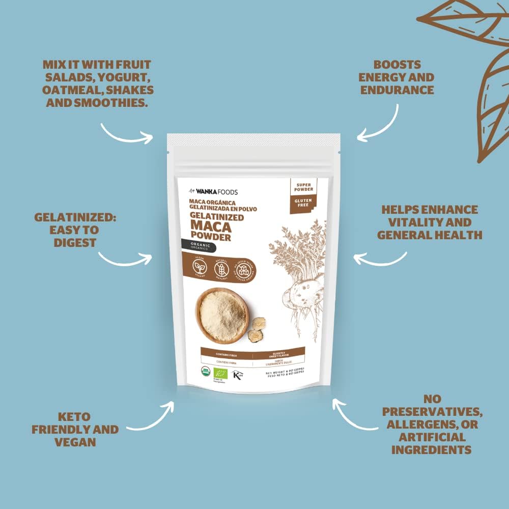 WANKA FOODS Organic Gelatinised Maca Powder, 8 oz (227 g) - görsel 5