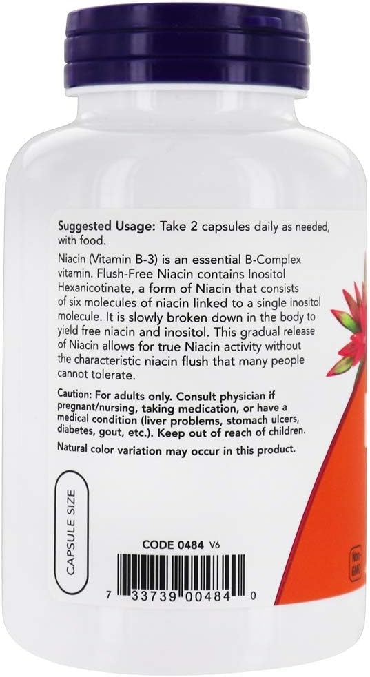 NOW Foods Flush Free Niacin 250mg, 180 VegiCaps (Pack of 2) – Image 3