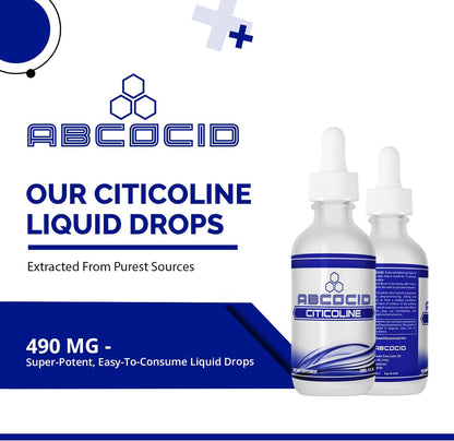 ABCOCID Citicoline Liquid Drops 490 mg, 4 oz (240 Servings) - Non-GMO, GMP Certified, Made in USA