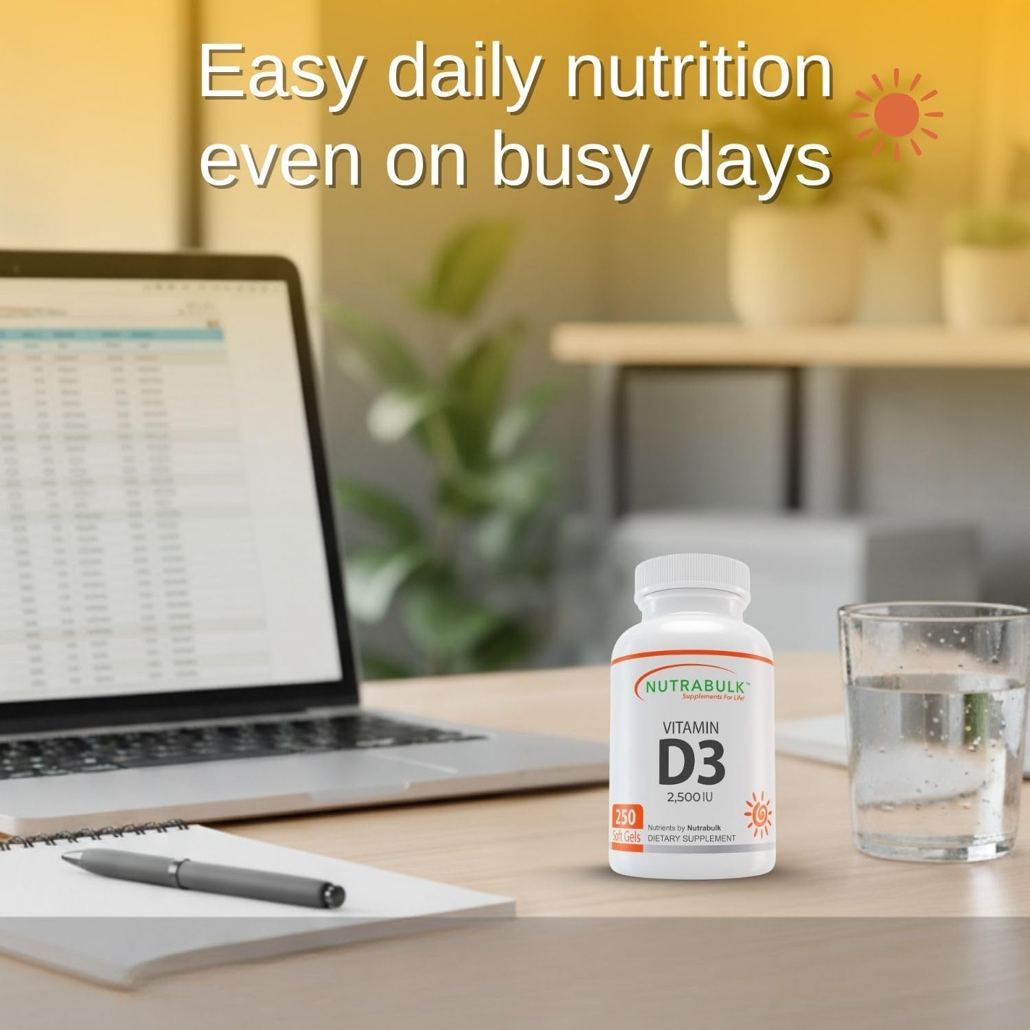 Vitamin D3 2500 IU Softgels - High-Potency Daily Supplement - Non-GMO, Gluten-Free - 250 Softgels - görsel 8