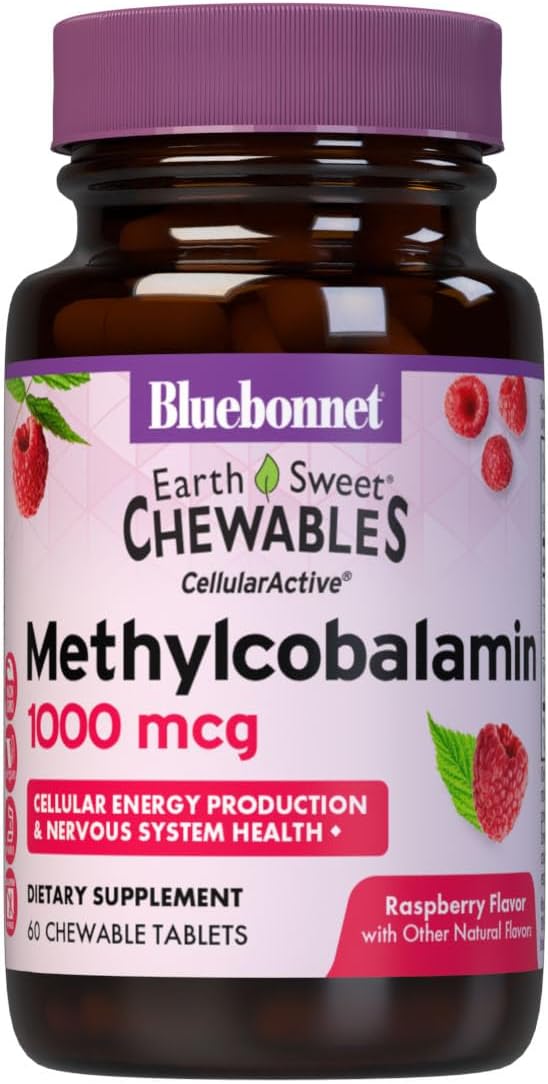 EarthSweet Methylcobalamin 1000 mcg Chewable Tablets - Raspberry Flavour - 60 Count - görsel 1