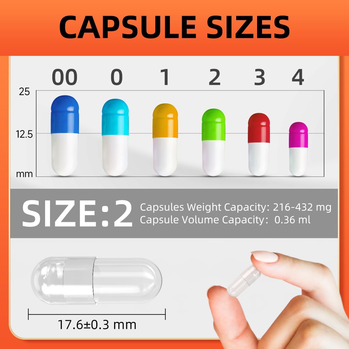 Empty Capsules Size 2, Vegan Capsules 100 Count with Micro Lab Spoons for DIY Supplements - görsel 4