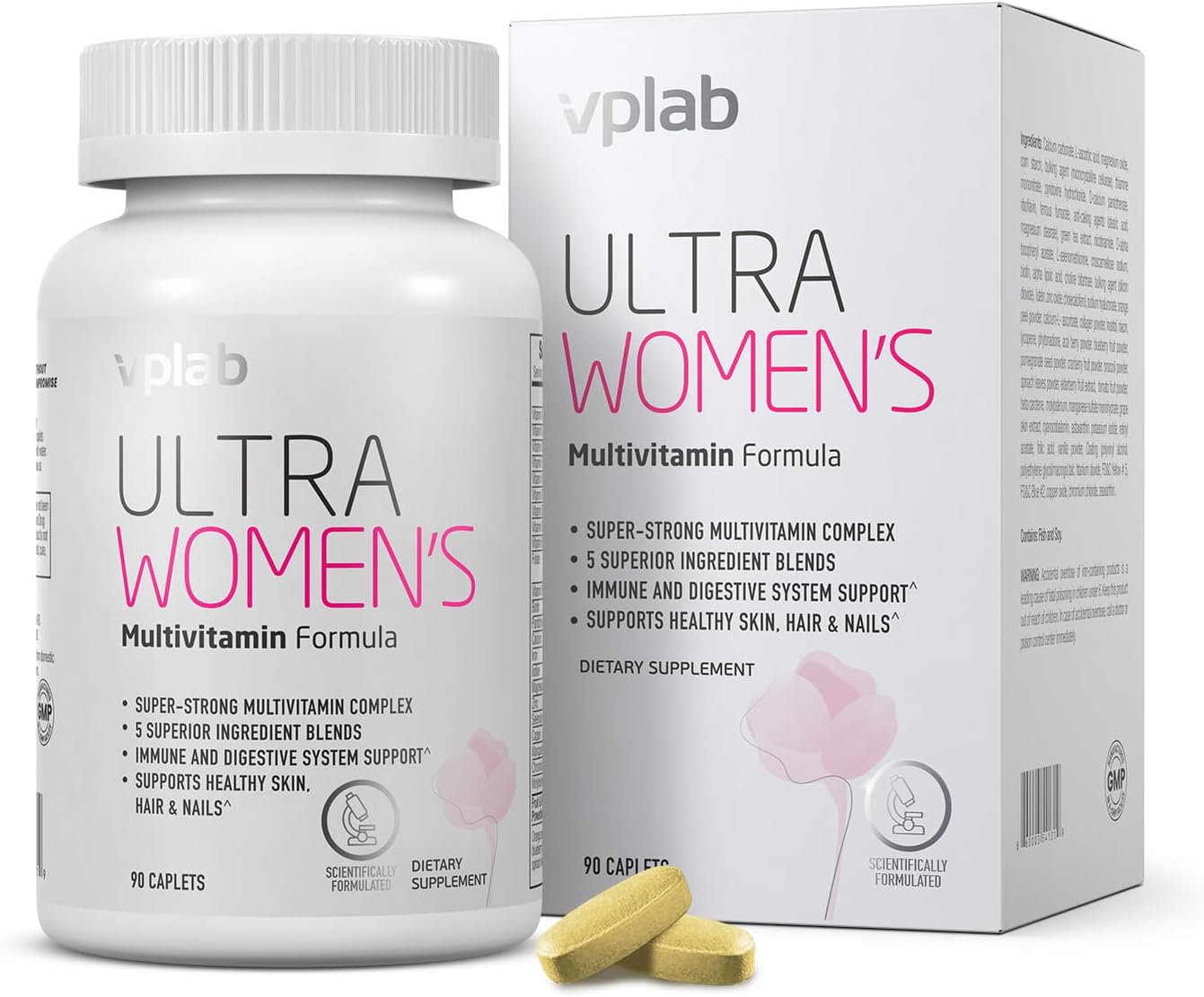 VPLab Ultra Women's Multivitamin Formula - Supplement for Hair, Skin & Nails with Biotin, Iron, Vitamin B, D, C & Zinc, Folate - Daily Women's Health & Wellbeing, 90 Caplets - görsel 1