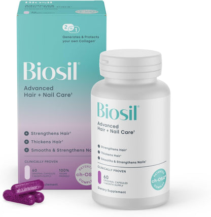 Biosil Advanced Hair + Nail Care - 60 Capsules - with Patented ch-OSA & Biotin