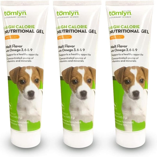 TOMLYN Nutri-Cal Malt-Flavoured High-Calorie Nutritional Gel for Puppies (120g, 3-Pack)