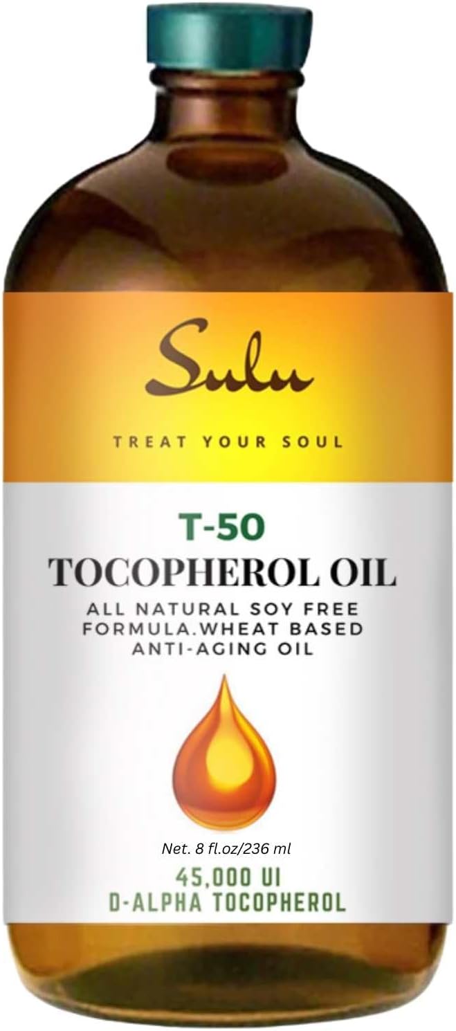 SULU ORGANICS 227 ml - 100% Pure and Natural Soya Free T-50 Tocopherols Vitamin E Oil - görsel 1