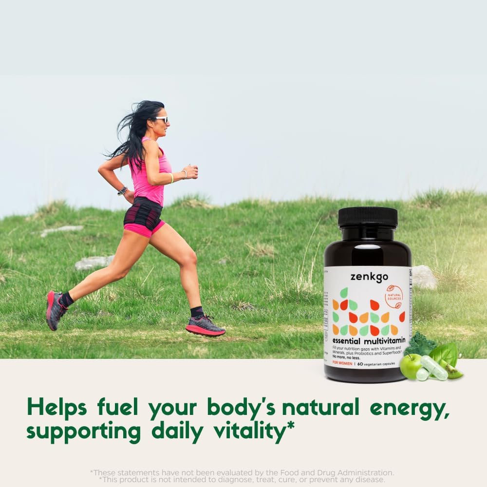 Zenkgo Women's Multivitamin with 25 Billion Probiotics & Organic Greens – Daily Whole Food Supplement for Active Women – – Image 8
