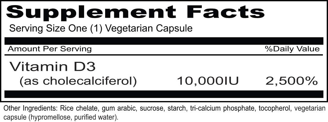 Priority One Vitamins Sun D3 10,000 IU, 90 Vegetarian Capsules - görsel 2