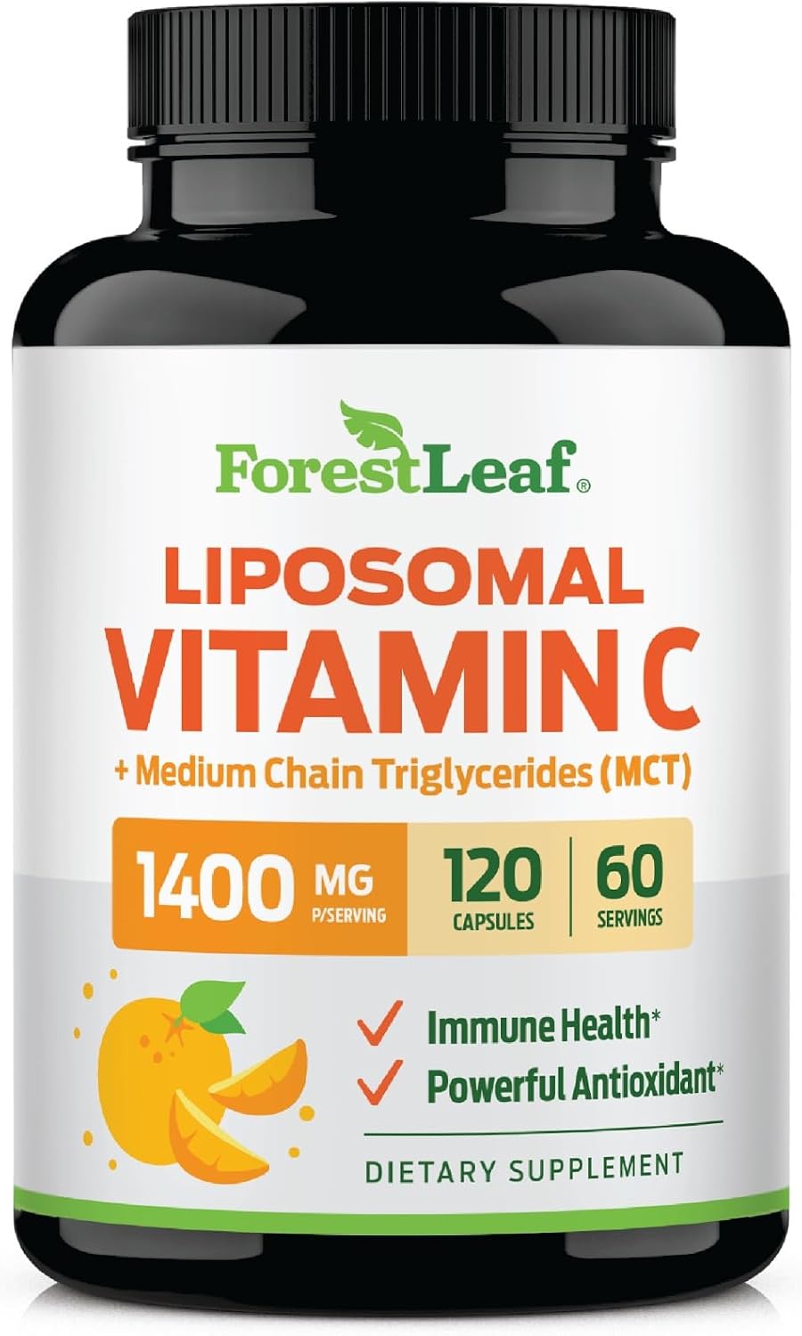 ForestLeaf Liposomal Vitamin C 1400mg Capsules – High-dose Vitamin C Supplement with Coconut Oil for Fast Absorption – 120 Vegan Capsules - görsel 1