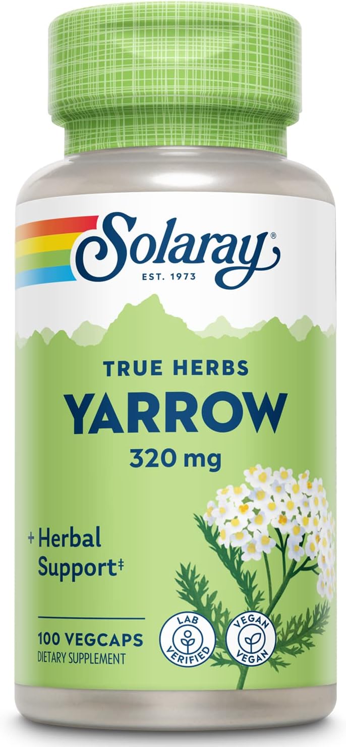 SOLARAY True Herbs Yarrow 320mg, Whole Aerial - Herbal Food Supplement for Wellbeing Support - görsel 1