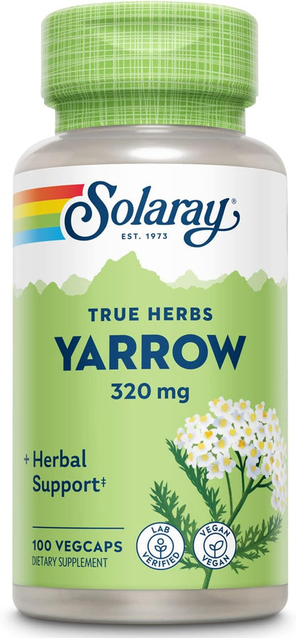 SOLARAY True Herbs Yarrow 320mg, Whole Aerial - Herbal Food Supplement for Wellbeing Support