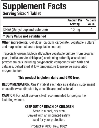 BIOTICS RESEARCH DHEA 10 mg - Hormonal Balance & Healthy Stress Response - 180 Tablets