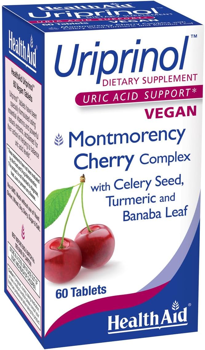 HealthAid Uriprinol 60 Tablets – Uric Acid Support with Montmorency Cherry, Celery Seed, Turmeric & Banaba Leaf - görsel 1