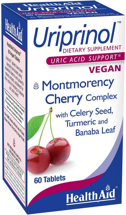 HealthAid Uriprinol 60 Tablets – Uric Acid Support with Montmorency Cherry, Celery Seed, Turmeric & Banaba Leaf