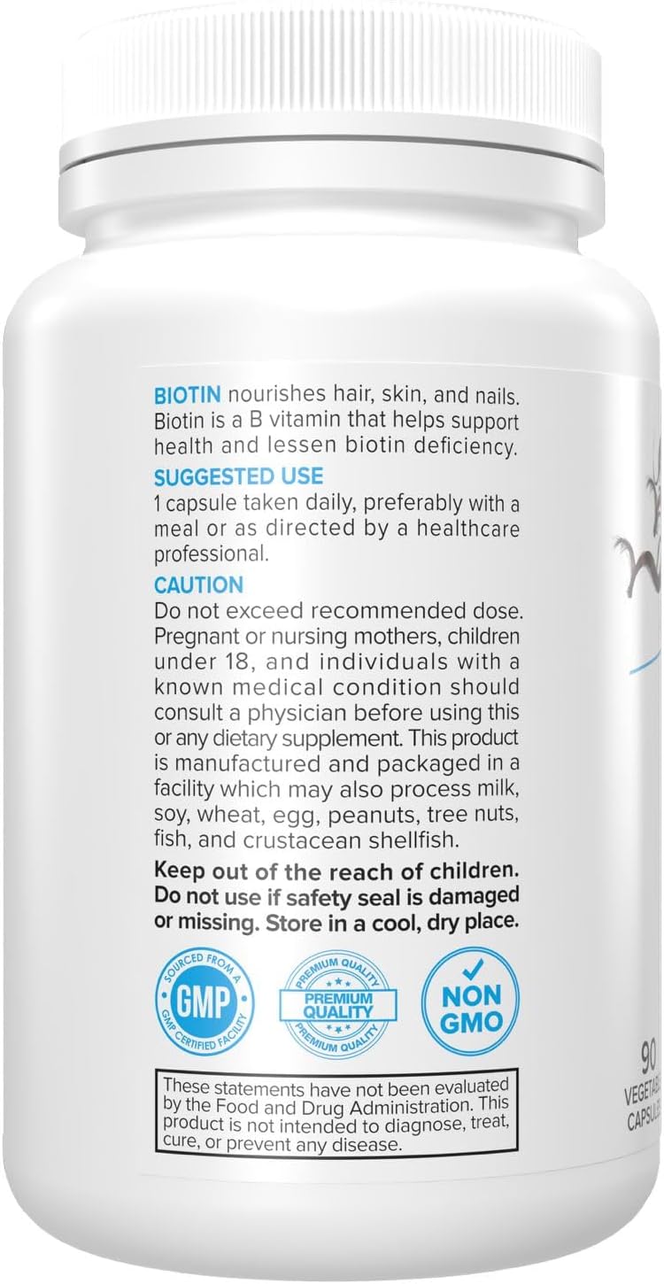 Portions Master Biotin 10000mcg, Hair, Nails and Skin - 90 Vegetarian Capsules - görsel 4