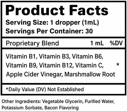 Dog Prenatal Vitamins - Liquid Prenatal for Dogs with B Complex & Vitamin C - Bacon Flavour (30 ml) - Organic, Non-GMO