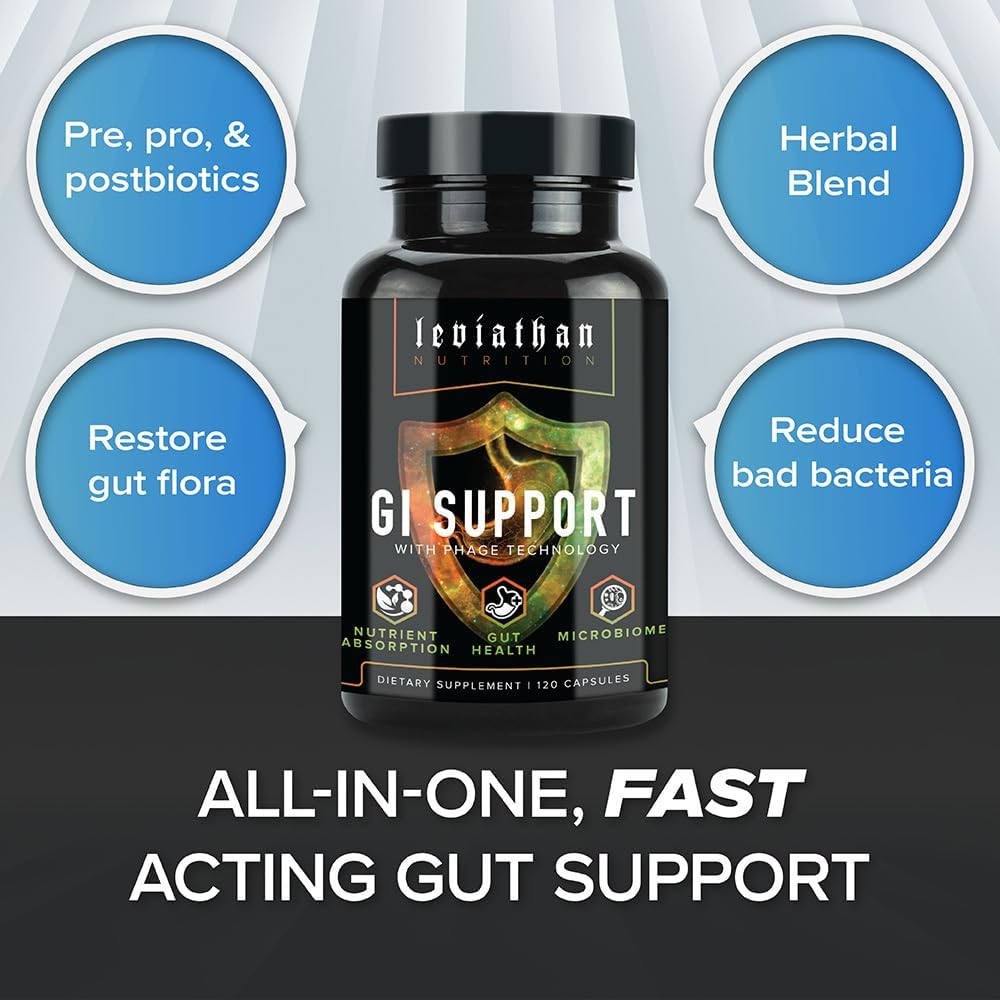 Leviathan Nutrition GI | Gut Health Support Supplement with Zinc-L-Carnosine, Butyrate & DGL - 120 Capsules - görsel 3