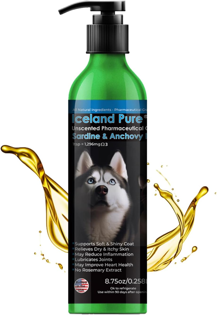 Sardine Anchovy Oil | 1296mg Omega | Unscented Pharmaceutical Grade | For Dogs & Cats | BPA-Free Brushed Aluminium Epoxy Coated Bottle with Pump 33 OZ - görsel 7