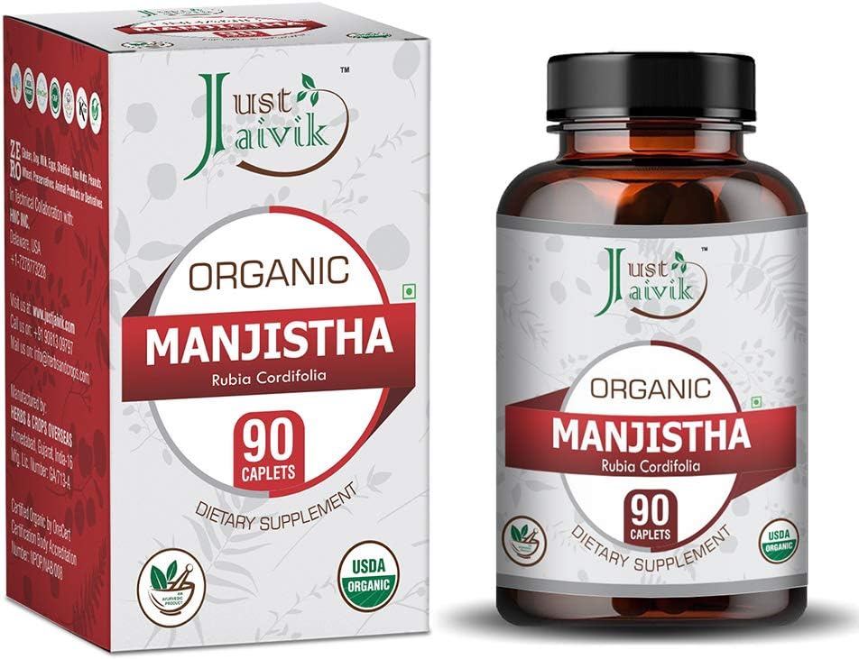 Just Jaivik Organic Manjistha Tablets, 750 mg, 90 Count - görsel 1