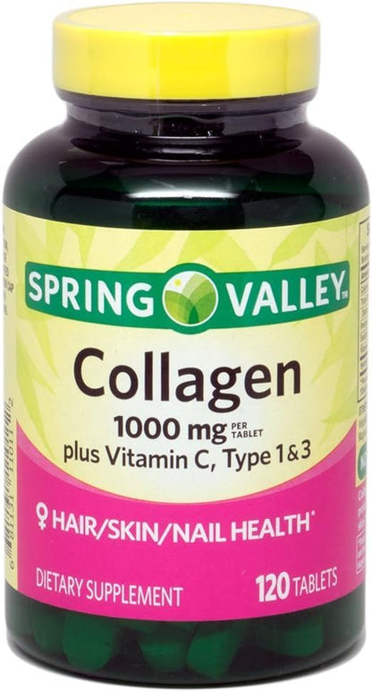Spring Valley Collagen 1,000 mg Plus Vitamin C, Type 1 & 3, 120 Tablets