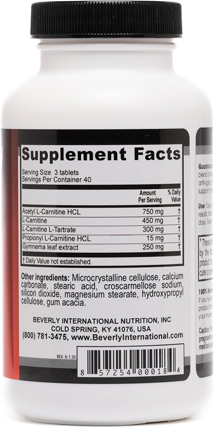 Beverly International Quadracarn 4X-Potency Carnitine Blend – 120 Tablets - görsel 2