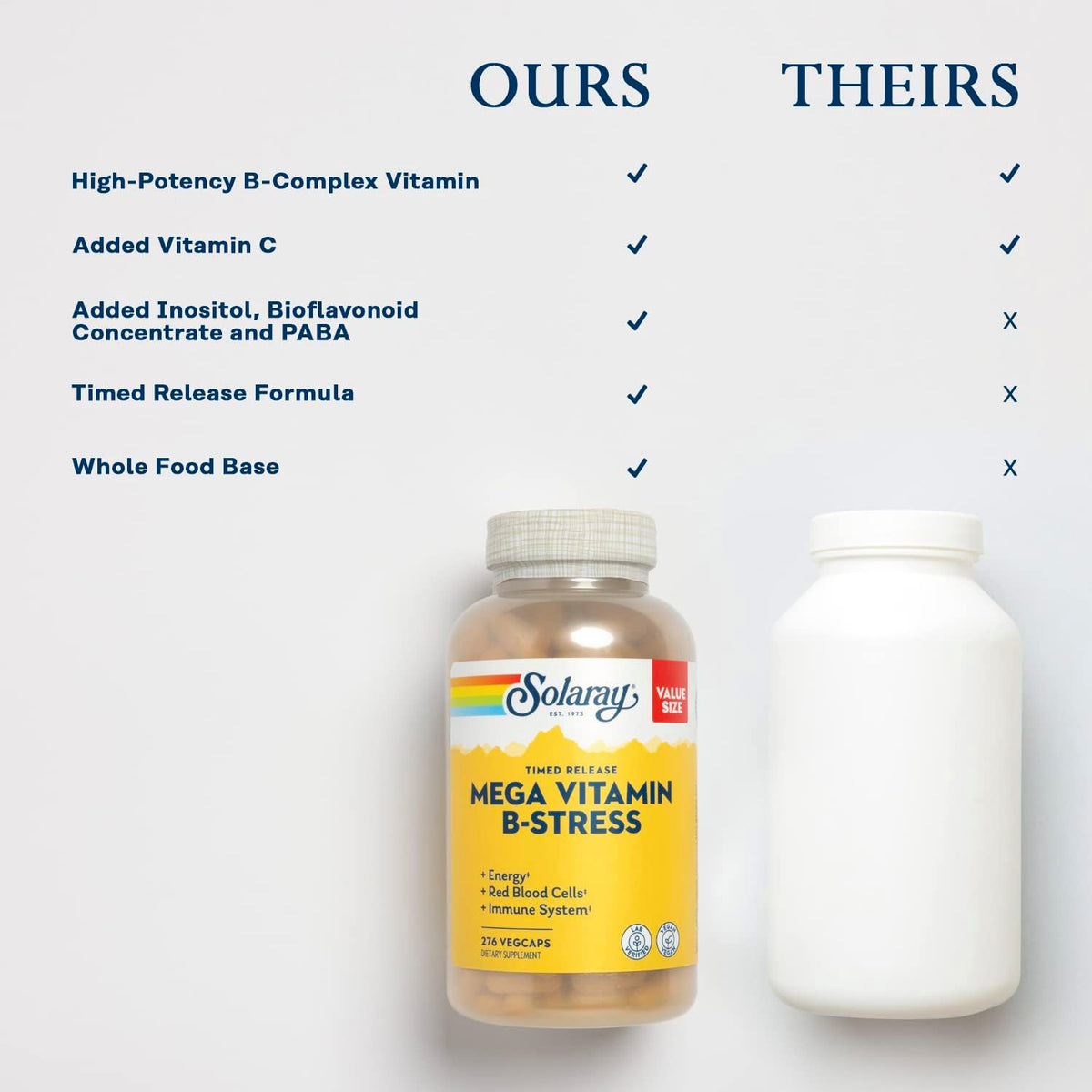 SOLARAY Mega Vitamin B-Stress - Timed Release Vitamin B Complex with Vitamin B12, B6, Folic Acid, and Vitamin C - Vegan, 240 Tablets - görsel 5
