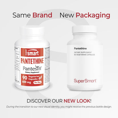 Supersmart – Pantesin Pantethine 600 mg per Day (Pantothenic Acid) – Active Vitamin B5 Supplement | Non-GM & Gluten-free – 90 Vegetarian Capsules