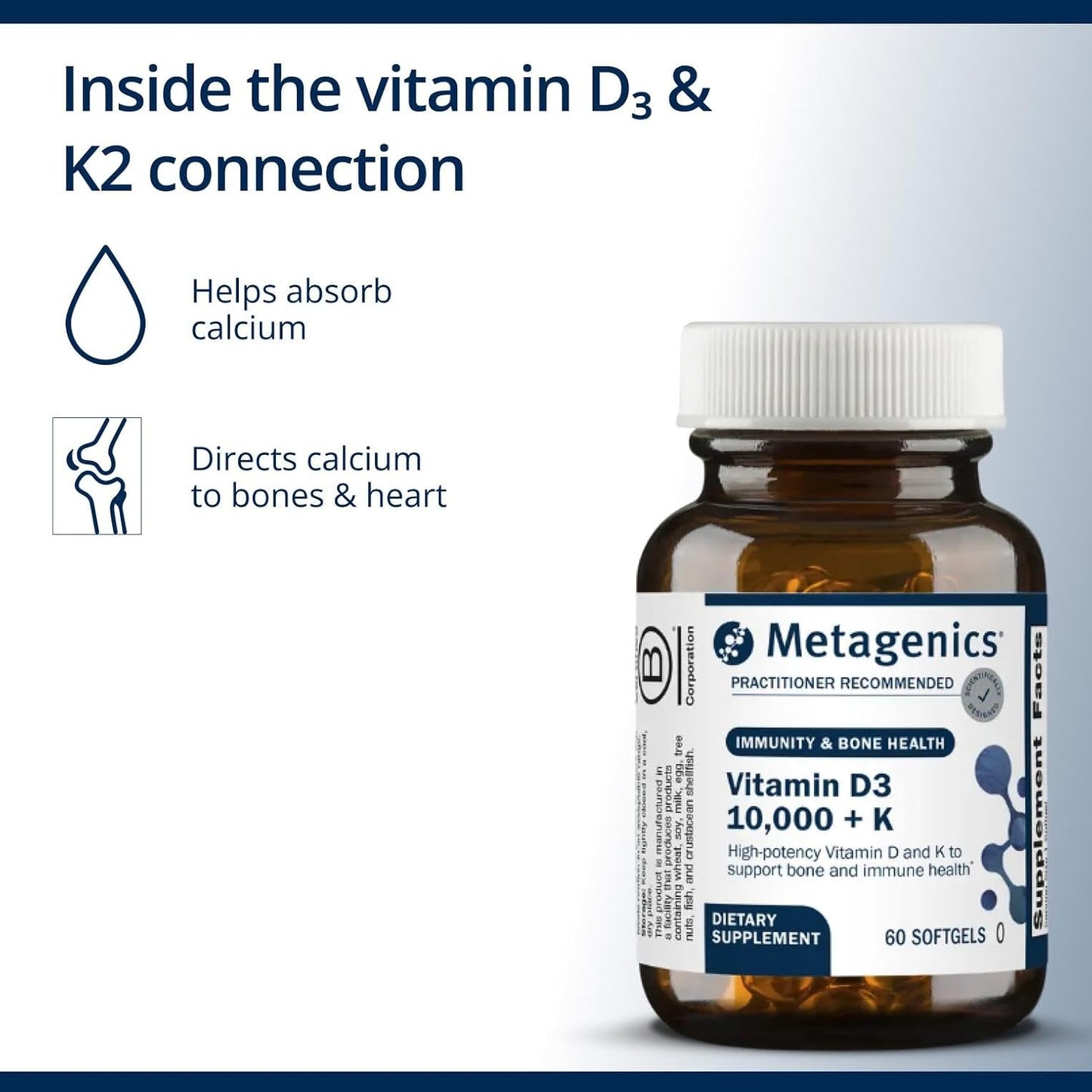 Metagenics Vitamin D3 and Vitamin K2 10,000 IU with MK-7 – 60 Softgels - görsel 4