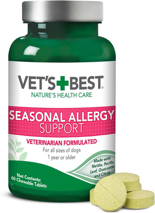 Vet's Best Dog Allergy Chews, Seasonal Allergy Chews for Dogs, 60 Chewable Tablets