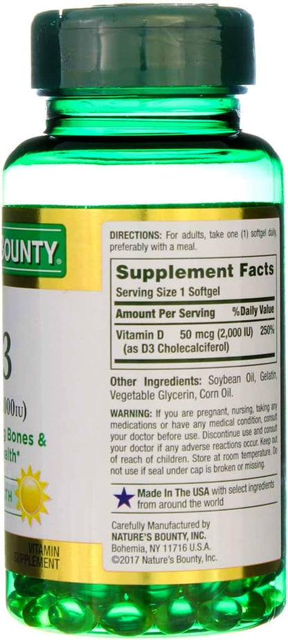 Nature's Bounty Vitamin D 2000 IU Tablets, 150 Tablets