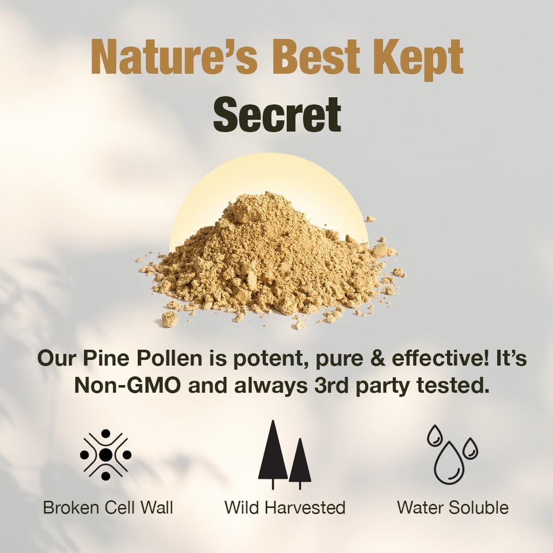 Samsara Herbs Pine Pollen Powder, Wild-Harvested, 99% Cracked Cell Wall (4 oz / 114 g) – Supports Healthy Energy & Vitality - görsel 3