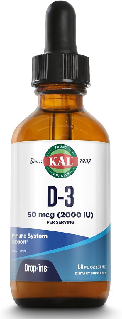 KAL Vitamin D3 2000 IU (50 mcg) DropIns – Liquid Vitamin D3 Drops