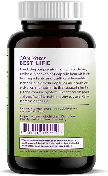 Kimchi Life Fermented Kimchi Capsules – Vegan Probiotic for Gut Health and Immunity