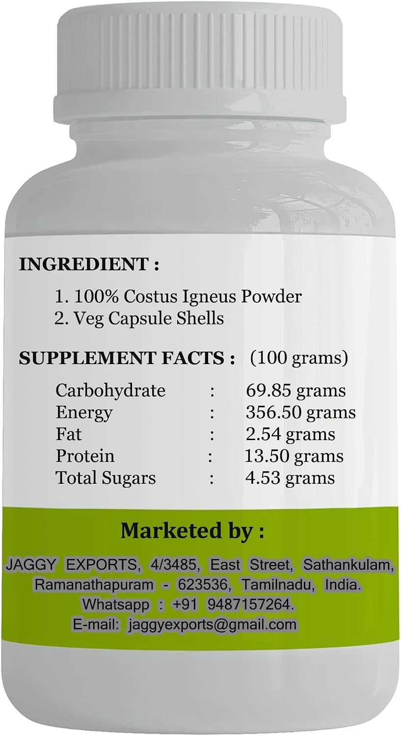 JAGGY Premium Insulin Plant Capsules (Costus Igneus) - 240 Vegetarian Capsules, 60-Day Supply - görsel 4