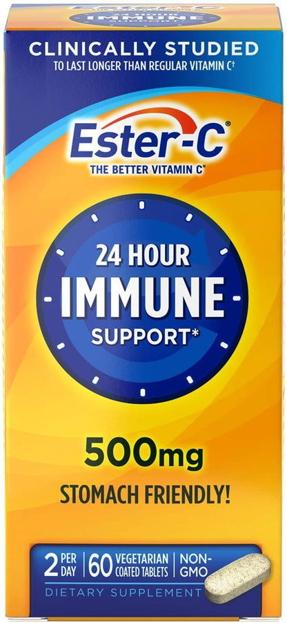 Ester-C 500 mg Sustained Release Vitamin C Tablets for Immune Support, 90 Count