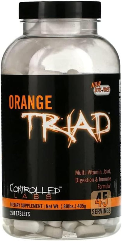 CONTROLLED LABS Orange Triad Multivitamin – Iron-Free, Joint and Immune Support (270 Capsules, 45 Servings)