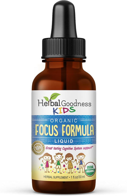 Herbal Goodness Children's Focus Formula Liquid Extract - Ashwagandha & Moringa for Attention and Concentration - 30 ml