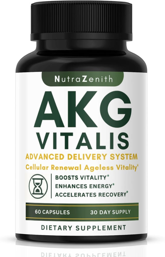 AKG Anti-Ageing & Vitality Supplement with Vitamin B6, Vitamin C & L-Arginine – 60 Capsules