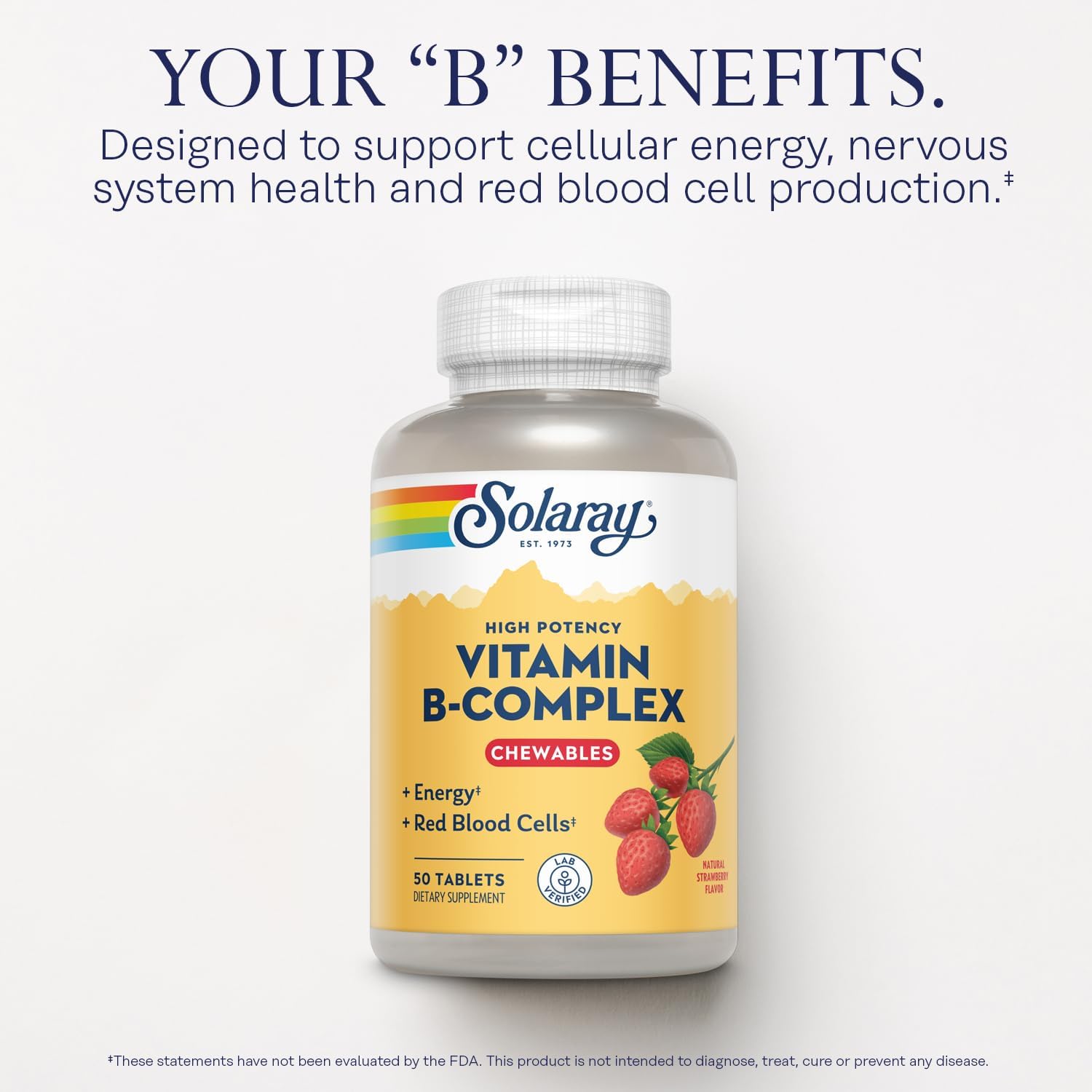 SOLARAY Vitamin B-Complex Chewables – Strawberry Flavour – 50 Tablets - görsel 3